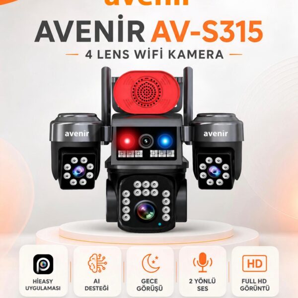 Avenir AV-S315 4 Lens WiFi Güvenlik Kamerası